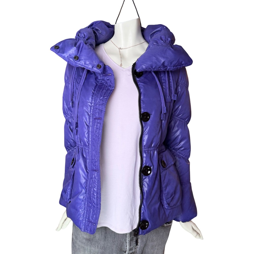 Vintage Down Puffer Jacket Purple Belted High Neck Dopamine Dressing Kidcore S